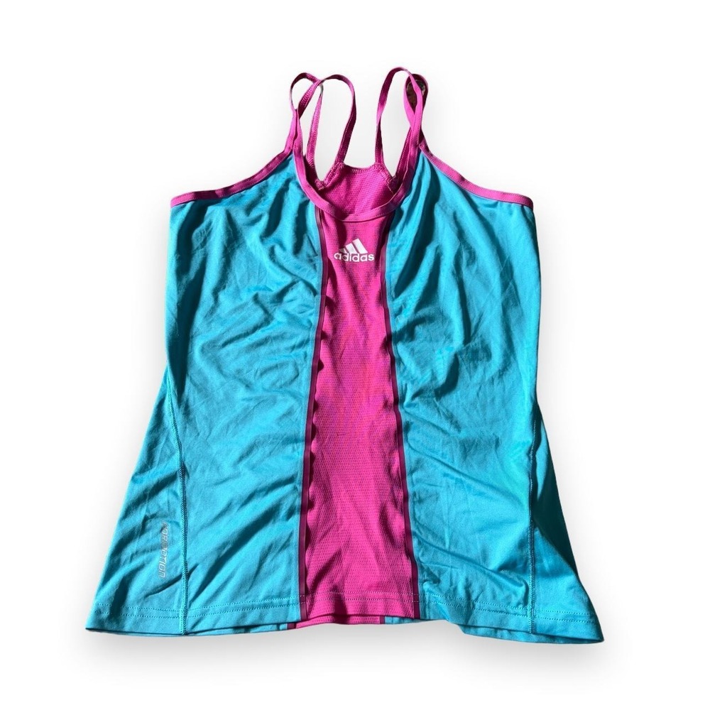 Adidas Barricade Tank Top Pink Blue Y2K Sporty Workout Gym Medium